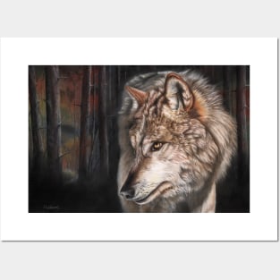 One Star Awake wolf painting Posters and Art